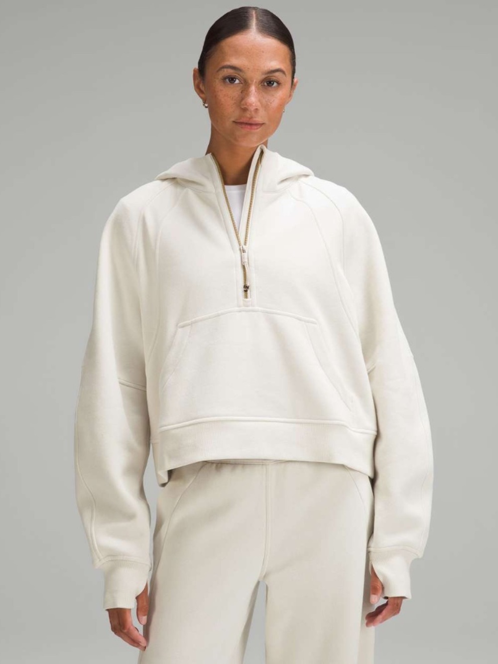 Lululemon Scuba Oversized Half-Zip Hoodie - Bone, M/L